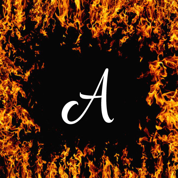 Fire background A letter Dp
