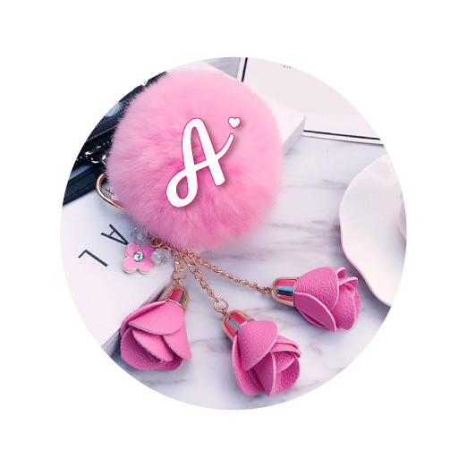 A letter pink stylish keychain dp for girls 