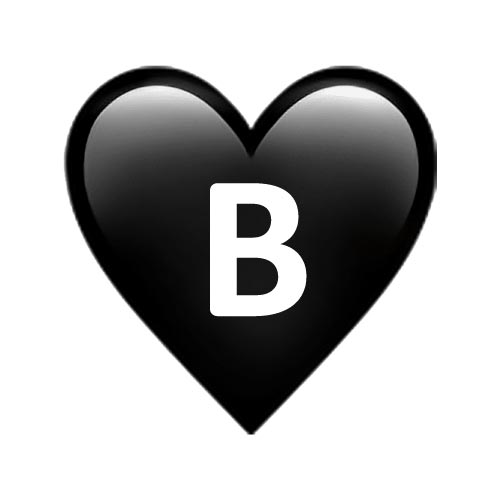 black heart with white letter b name dp