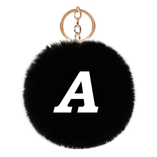 A letter Dp image of Black keychain for girls  