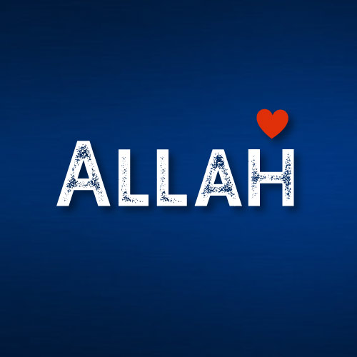 Blue background Allah anme with heart dp 