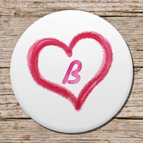 b name dp of red brush stoke heart shape