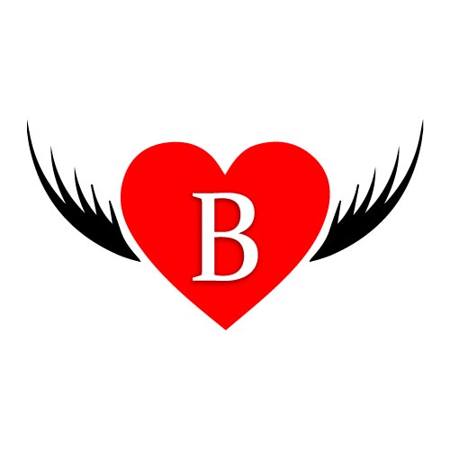 b name dp of flying red heart with black wings