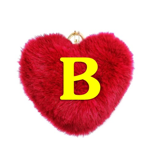 Yelloq B letter dp on heart pillow