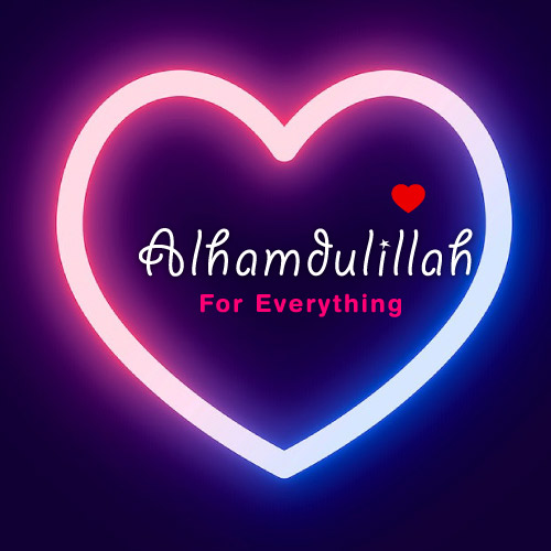 Neon light heart Alhamdulillah for everything