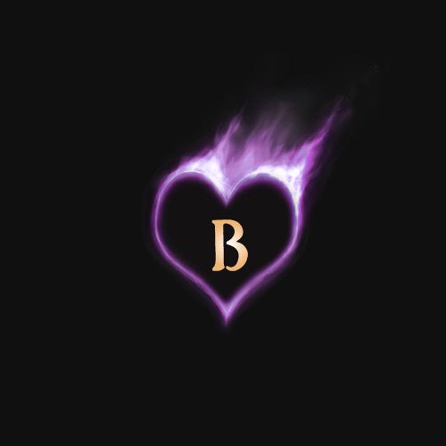 purple heart with golden b name dp 