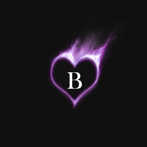 purple heart with white b name dp for whatsapp