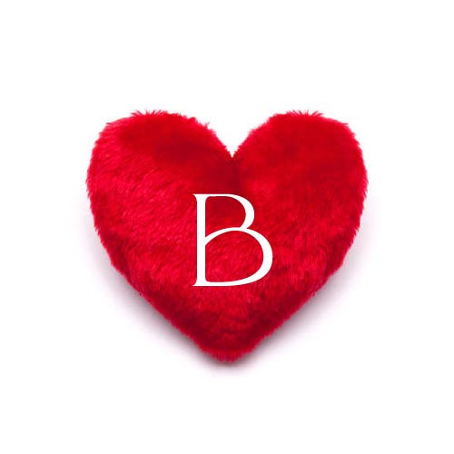 red heart pillow with b name dp image