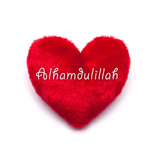 Alhamdulillah Dp of Red heart Pillow for whatsapp, instagram 