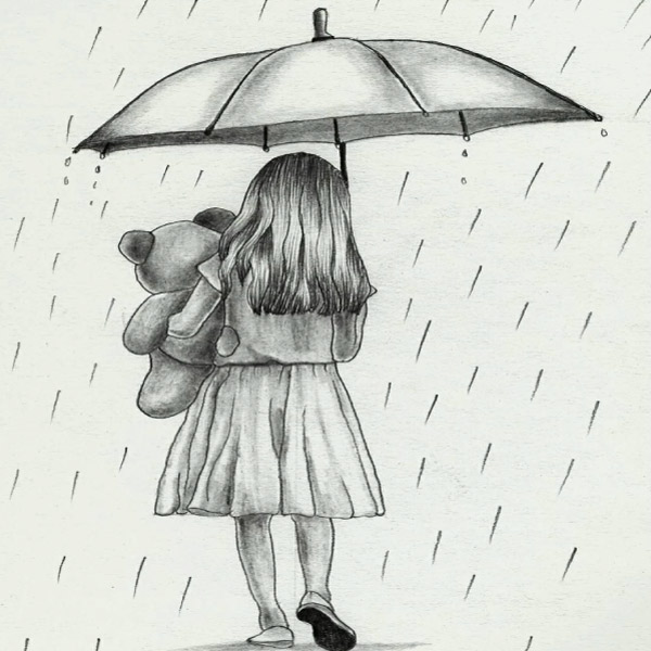 sad small girl with bear whatsapp, Instagram dp profile pic