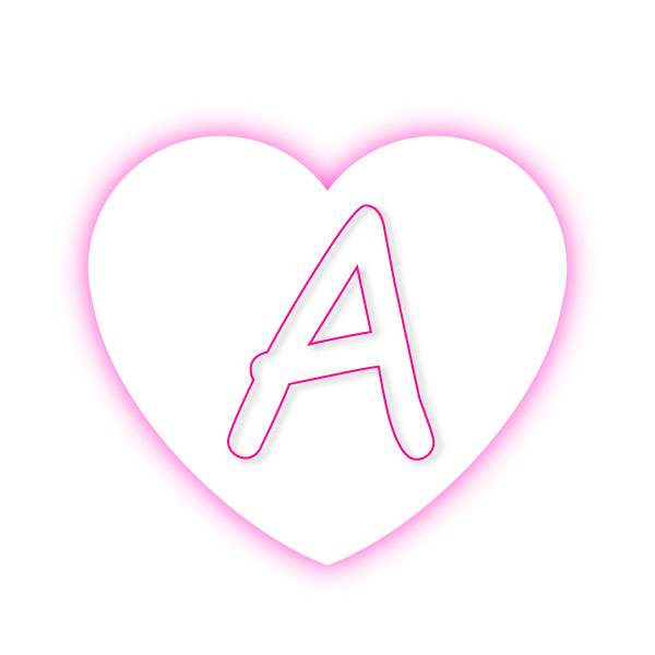 shining simple white and pink heart A letter dp