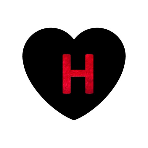 H name dp - black heart with red heart