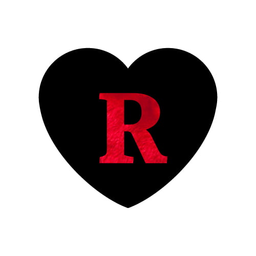 R name photo - black heart with Red Heart