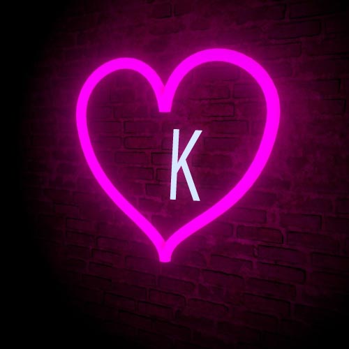 Stylish k love dp - glowing heart