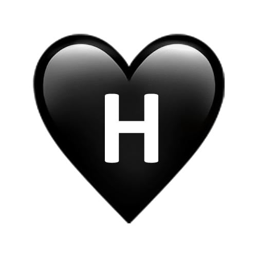 H name dp - Black heart with White H