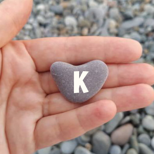 K name dp - heart shape stone