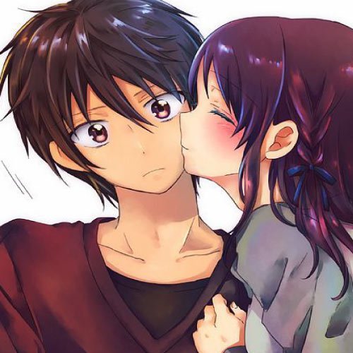 Anime Boys and Girls Dp - kissing on face couple anime