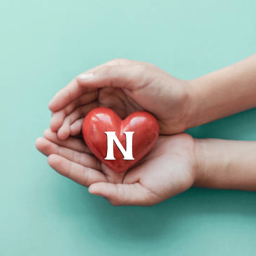 N name dp - Heart in hands