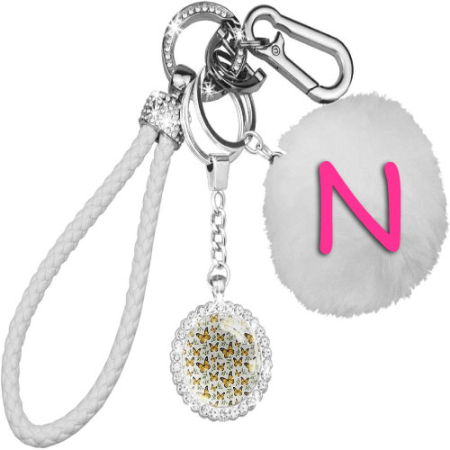 Pink N name on keychain for girls 