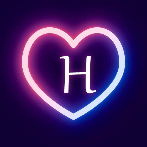 H name dp - neon heart