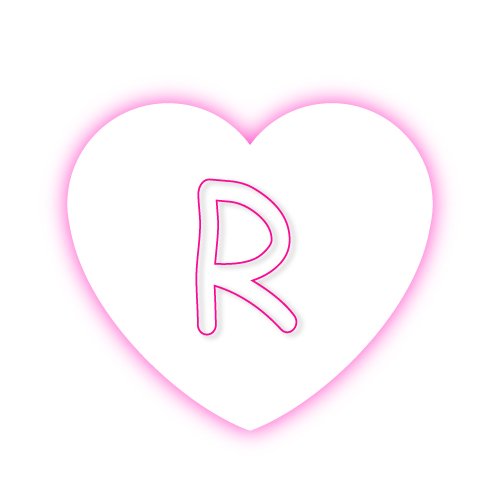 R name photo - pink neon heart outline R