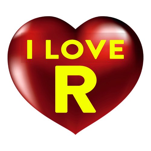 R love photo - red 3d heart I love R yellow