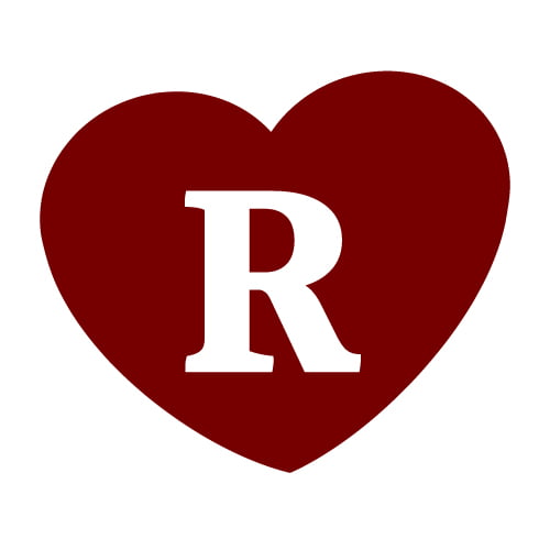 R name photo - red brown heart R