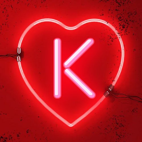 K name dp - red neon heart 