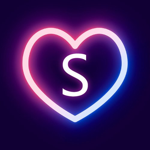 Stylish S name dp - Glowing Neon heart