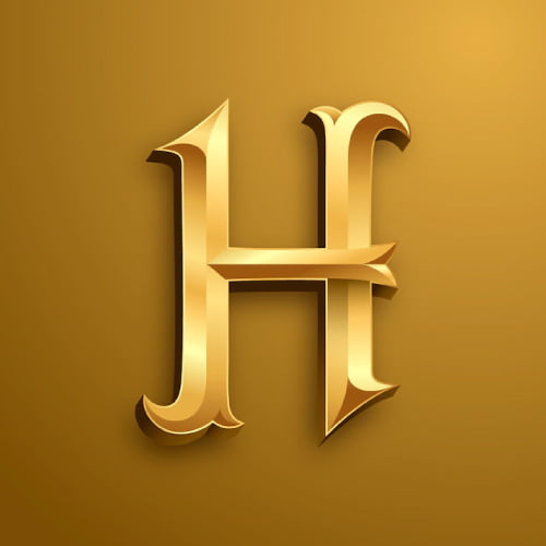 H name dp - stylish golden H