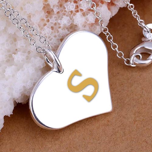 S love dp - white heart with golden s letter