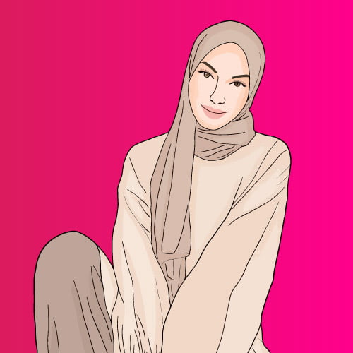 cartoon hijab dp - pink background girl