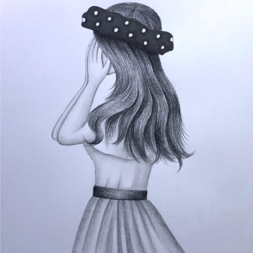 drawing og girl hiding face with hands dp for facebook