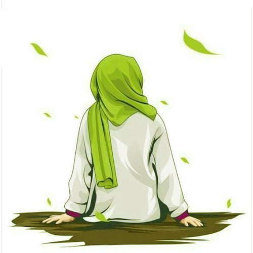 cartoon hijab dp - green scarp girl dp