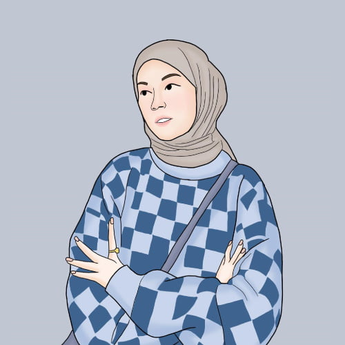 cartoon hijab girl - boxes dress