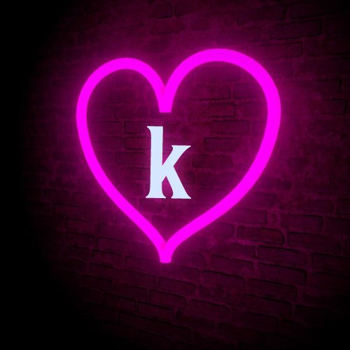 K name dp- neon glowing heart