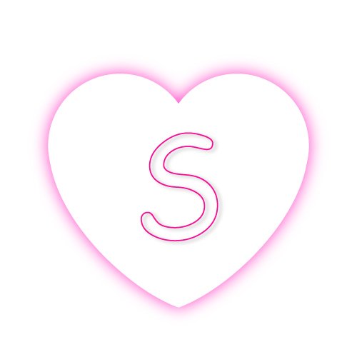 outline pink heart - S name dp