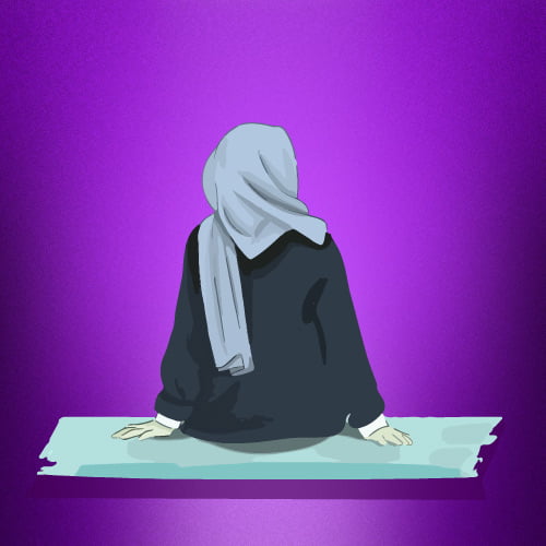 cartoon hijab dp -Purple background cartoon