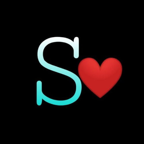 S name dp love - heart on black background