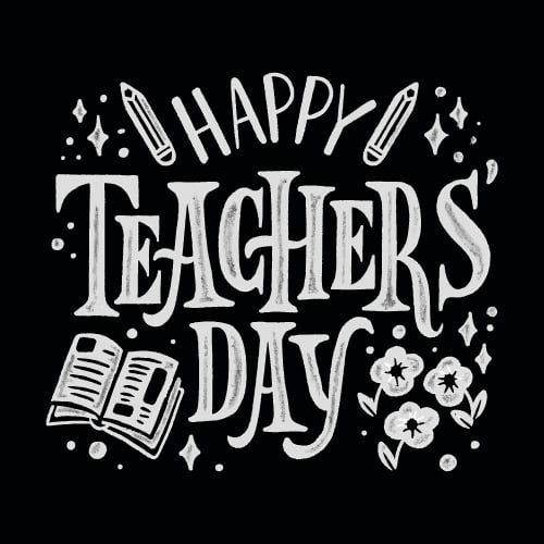 Teachers Day DP - black background on white font 