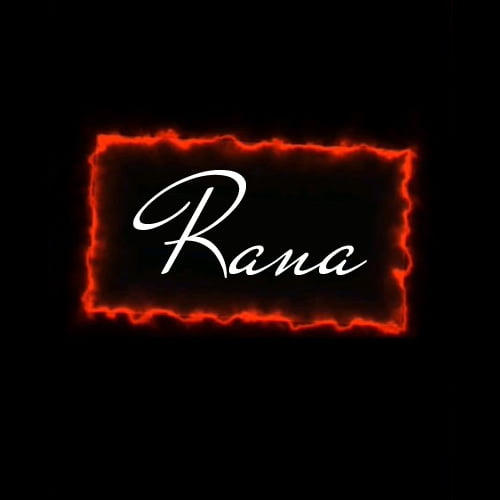 Rana Dp - black background red outline white text