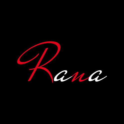 Rana Dp - black background text color red white pic