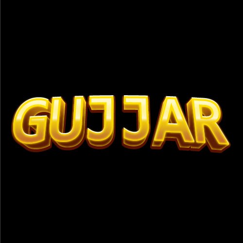 Gujjar Dp - black color background 3d text golden color pic