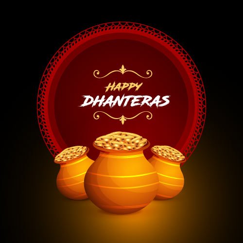 Happy Dhanteras - black color glowing background photo