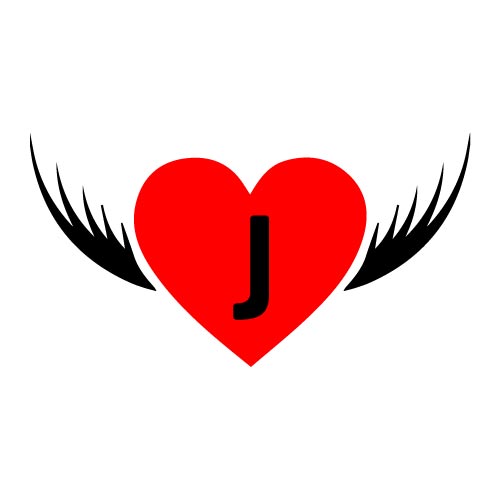 J Name Dp - black wings heart