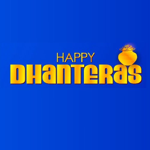 Happy Dhanteras Images - blue color background golden color text 