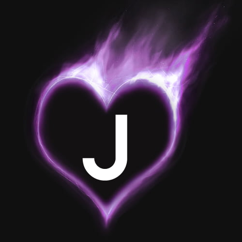 J Name Dp - glowing heart