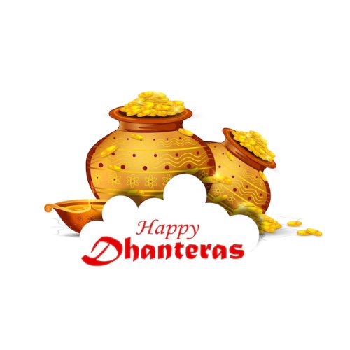Happy Dhanteras Images - golden cion red color text in pic