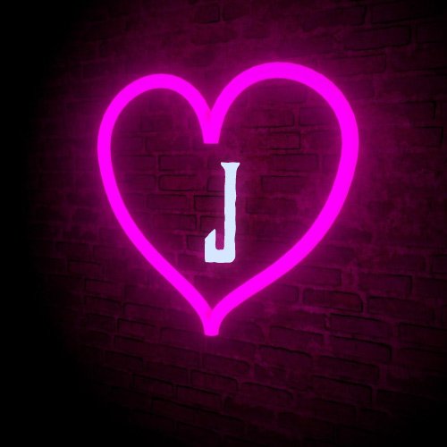 J Name Dp - pink glowing heart