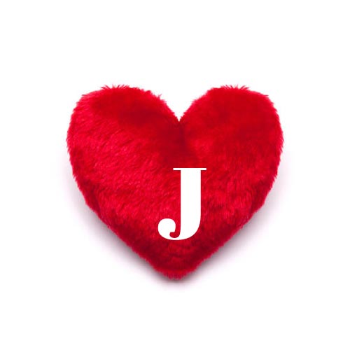 J Name Dp - red heart pillow